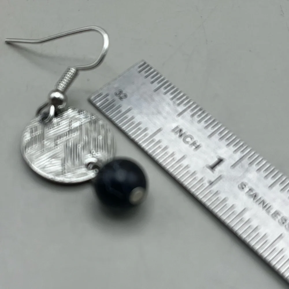 Silver and Black Dangle Earrings